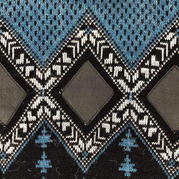 80s leather patch sweater 1980s vintage - Picture 3 of 4